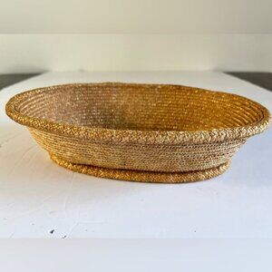 Vintage Handwoven Straw Oval Basket – Rustic Boho Decorative Storage